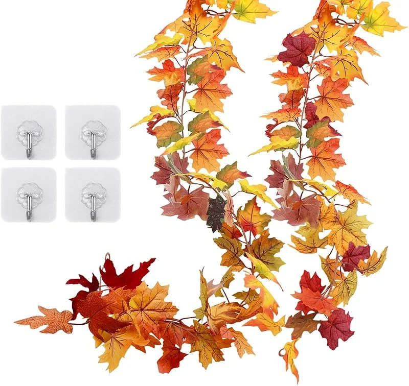 NATUCE 2 Paquetes Plantas Artificiales Guirnalda Otoño 3.6m Hojas de Otoño Colgando Hojas Artificiales Otoño Decoración para Hogar Boda Fiesta Navidad Interior y Exterior con Ganchos Adhesivos — Decoracion Navidad