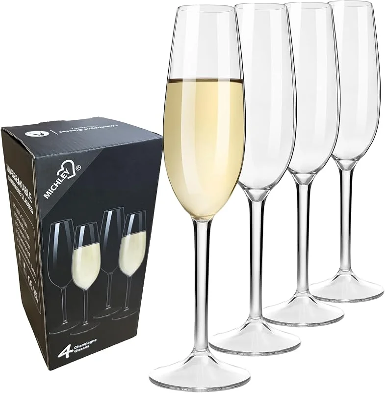 COOKY.D Copas de Vino Flotantes para Piscina Copas de Vino para Piscina de Plástico Tritan Irrompible Con Tallo - Juego de 4 226ml - Apto para Lavavajillas — Vino y mesa festiva