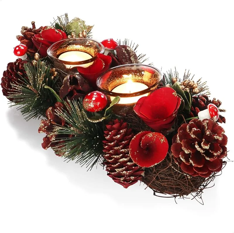 Visita la tienda de com-four COM-FOUR® Portavelas, Portavelas Decorativo para Navidad y otoño — Decoracion Navidad