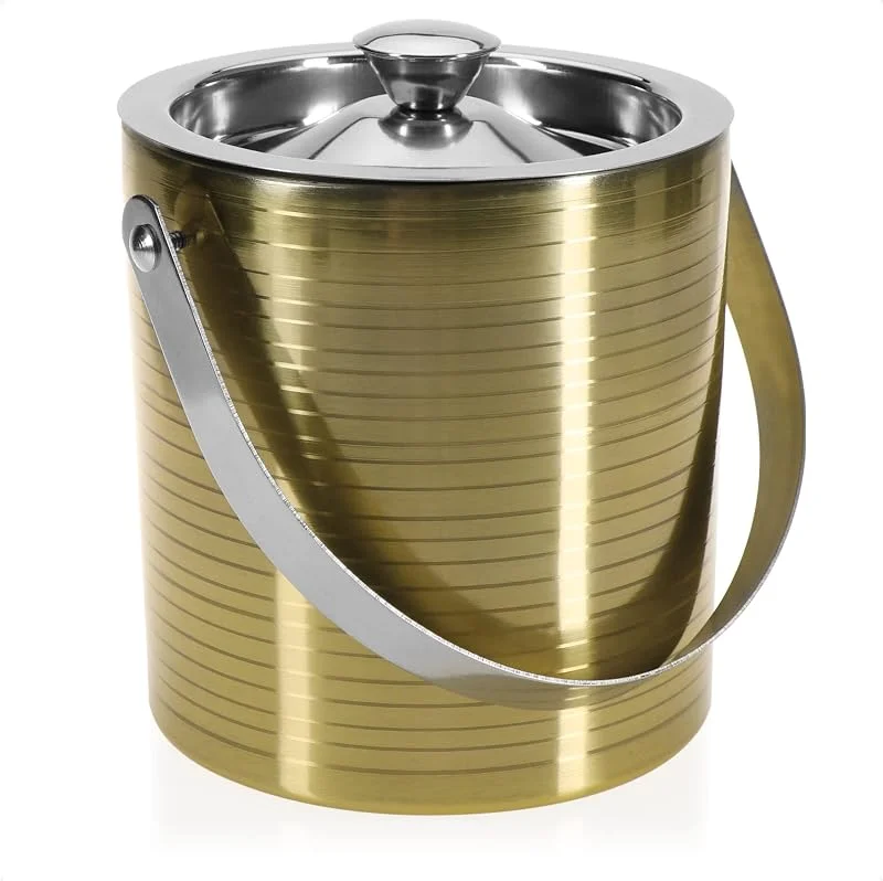 Visita la tienda de com-four COM-FOUR® Cubitera de acero inoxidable, Recipiente para cubitos de hielo — Vino y mesa festiva