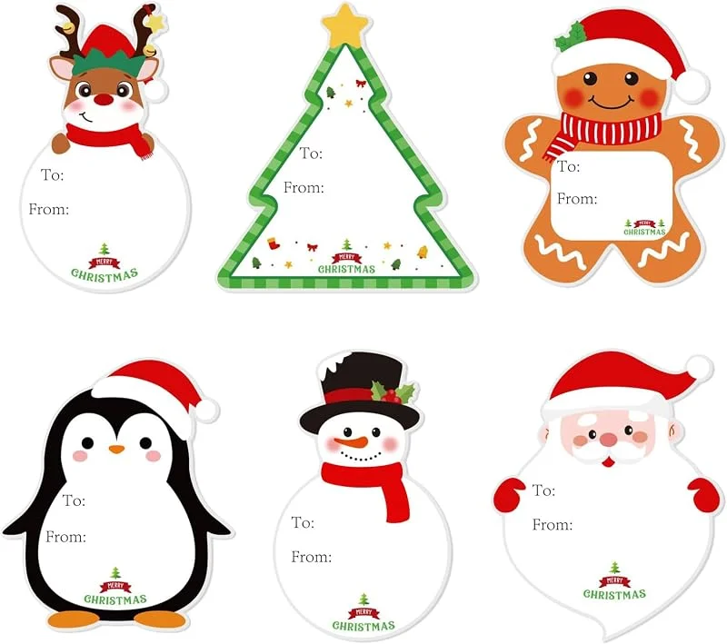 GTYARYUA Pegatinas para Regalos Navidad, 120 PCS Hojas Etiquetas Adhesivas Navidad, Pegatinas Regalos Navideño, Etiquetas Adhesivas de Nombr, para Embalaje de Eegalos Navideños y Tarjetas de Felicitación (C) — Envoltorio regalo