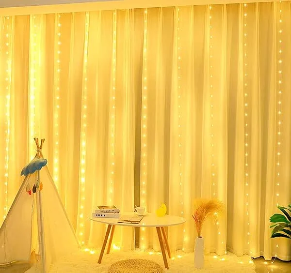 Kimuwote 200LED Cortina de Luces, 3×2M USB Cadena de Luces, USB Guirnaldas Luminosas para Fiestas, Navidad, Bodas, Ventanas, Interior — Luces Navidad