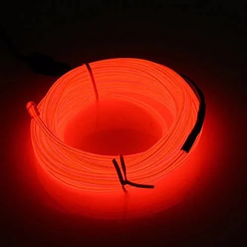 COVVY Cable LED Tira de Luces de Neon Flexible de Alimentado 3 Modos de Funcionamiento, Decoración de Coche, Fiestas, Disfraz de Carnaval (Rojo, 3M) — Luces Navidad