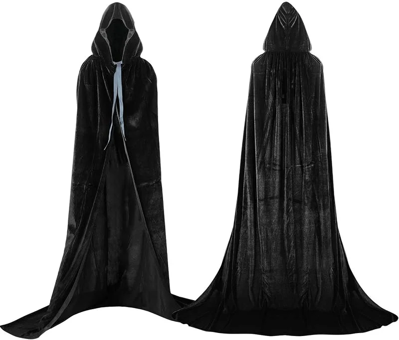 Visita la tienda de Proumhang Proumhang Negro Largo Capa con Capucha Terciopelo Disfraz de Halloween para Mujeres Hombres Halloween Carnaval Navidad Fiesta Disfraces — Ropa Navidad