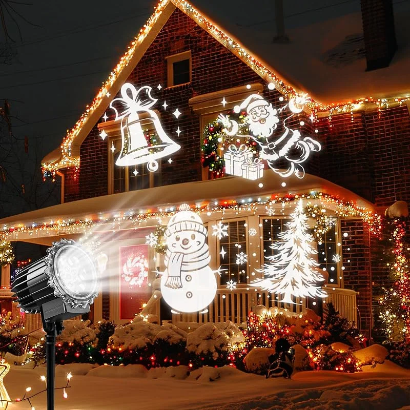 ENJOY PET Proyector de luces de Navidad para exteriores, proyector de luz de Navidad dinámico 3D, luces de Navidad al aire libre, iluminación decorativa de paisaje, impermeable, para patio, pared, interior y — Luces Navidad