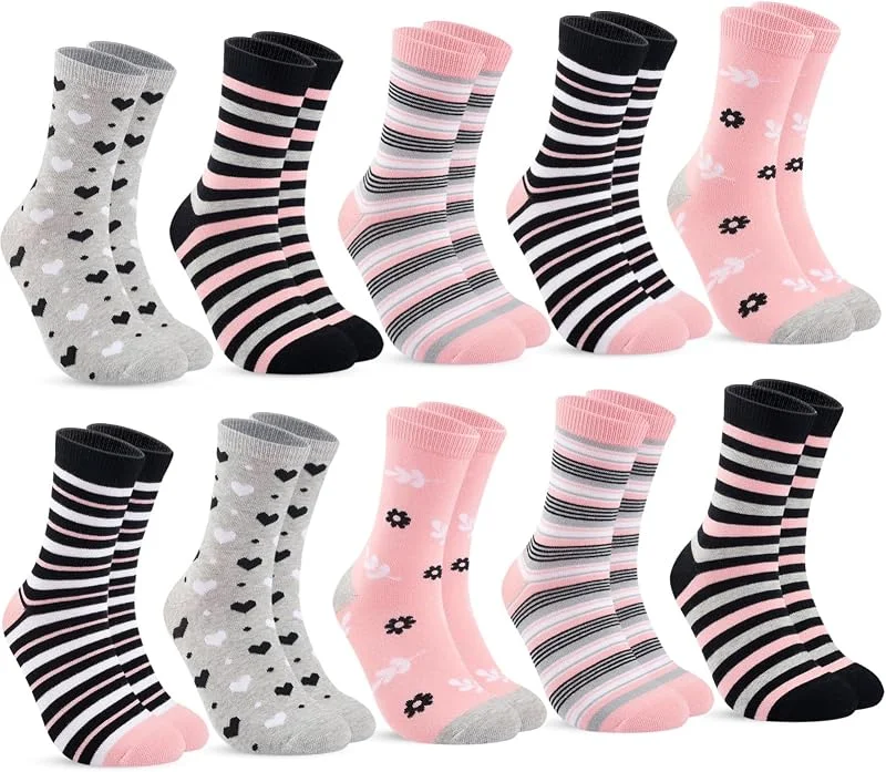 Blu Ninfee 10 pares de calcetines para mujer, tallas 39-42, 35-38, medias de algodón para mujer, calcetines largos para mujer, calcetines de algodón para mujer, calcetines de algodón con rayas y lunares — Decoracion Navidad