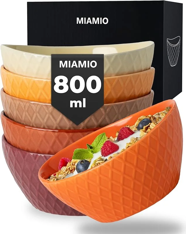 Visita la tienda de MIAMIO MIAMIO - set de 6 cuencos cerámicos 800 ml Palmanova (Rojo) para cocina — Adviento y mesa