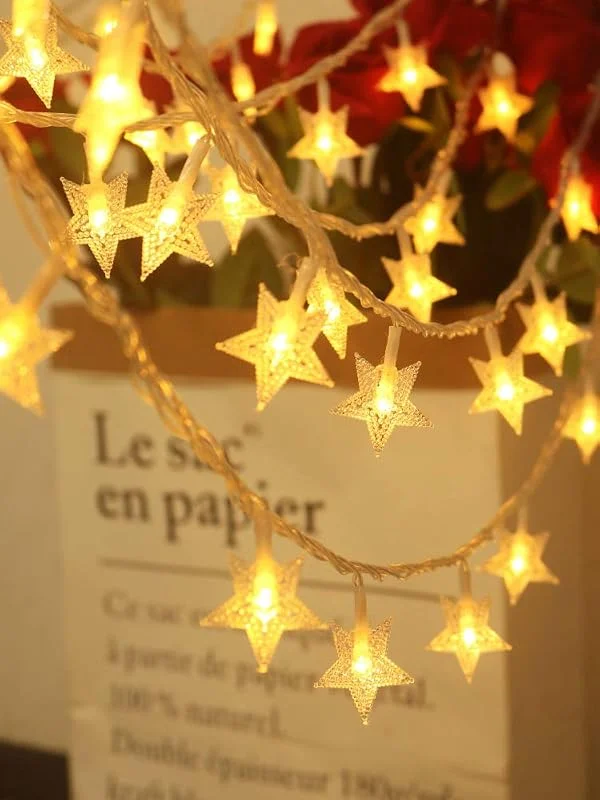 Adispotg Luces de Hadas Estrella, 20ft 40 luces LED alimentadas por batería, 2 modos, decorativas para interiores y exteriores, dormitorio, boda, fiesta, cumpleaños, San Valentín, Navidad — Decoracion Navidad