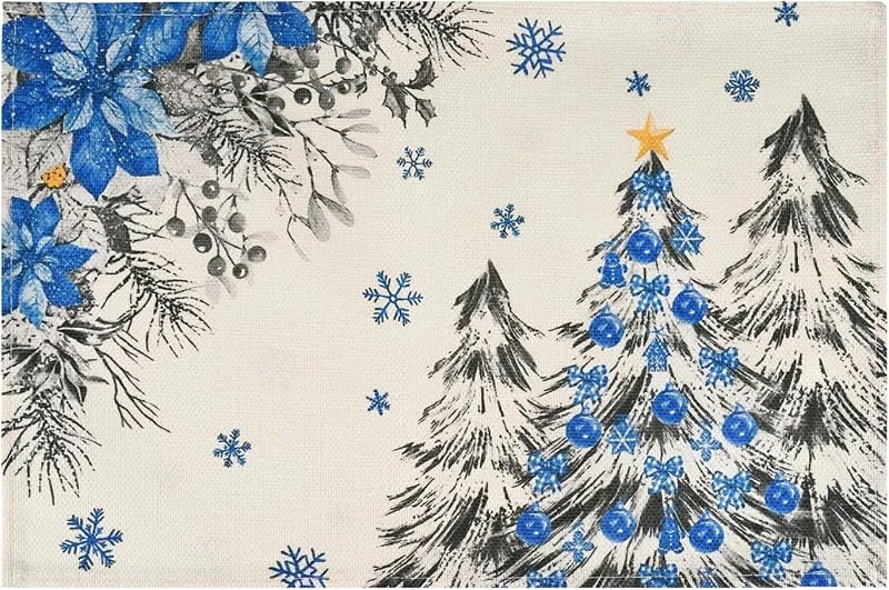 TAIYOU Creative Trees - Juego de 4 manteles individuales navideños (30 x 45 cm) — Hogar y cocina