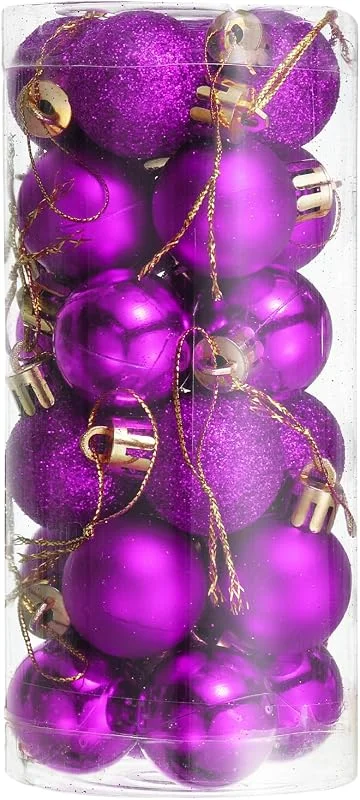 Visita la tienda de sourcing map sourcing map 24Pcs 1.1" Bolas de Navidad Adornos Conjunto de Bolas (Morado) — Decoracion Navidad