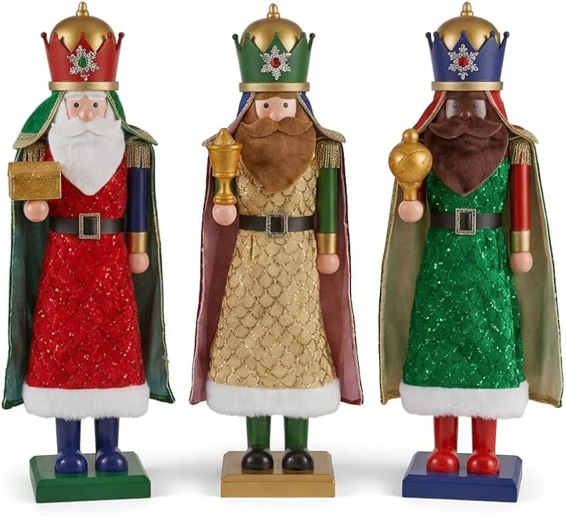 KAROLINE&CO. Reyes Magos Figuras Decoracion Navidad 64 cm Tipo Cascanueces Navidad, Set 3 Unidades, Adornos de Navidad Christmas Decorations – Navidad decoración Elegante