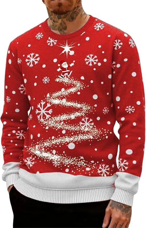 Generisch Jersey de Navidad para hombre Ugly Christmas Sweater Cuello Redondo Manga Larga Jersey Navidad — Ropa Navidad