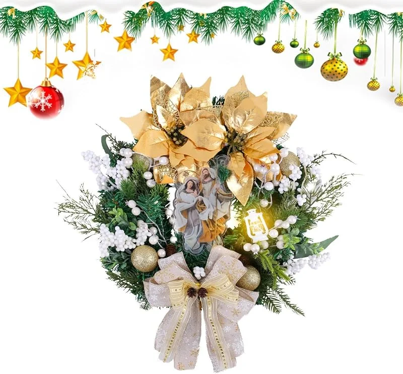 Generic Corona de Navidad para exteriores, belén, vegetación navideña con luz — Decoracion Navidad