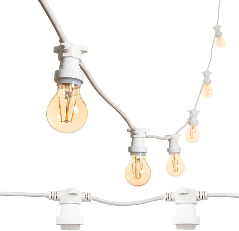 m MU Mulin MU Guirnaldas Luces Exterior 5 Metros 10 Portalámparas Para Led E27 Blanco Cable Impermeable Extensible Hasta 1000W IP54 Exterior Jardín Boda [Clase de eficiencia energética: A] — Luces Navidad