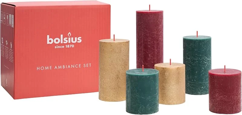 Visita la tienda de Bolsius Bolsius – Juego de velas rústicas – Jolly – Velas decorativas – 6 velas – Navidad – sin aceite de palma – Contiene cera vegetal natural — Cena a la luz de velas