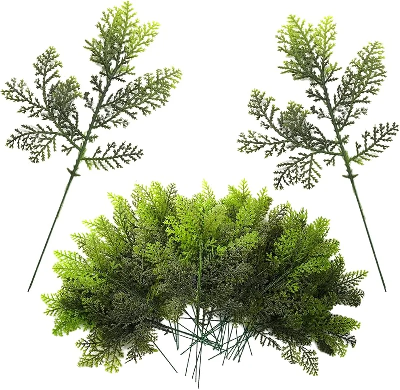 Luccyle OnlyGay 36 Piezas Ramas de Pino Artificiales, Ramas de Abeto Artificial Plástico, Artificial Pino Ramas, para decoración del hogar, decoración de Corona de Navidad (Verde Claro) — Decoracion Navidad