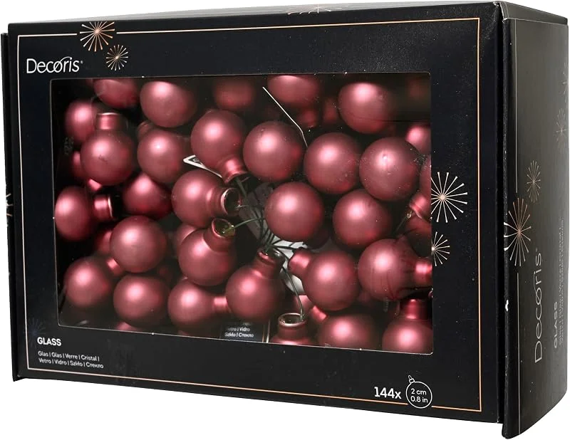 Kaemingk Bolas de Navidad en alambre de cristal de 2 cm, 144 unidades, color rosa — Decoracion Navidad