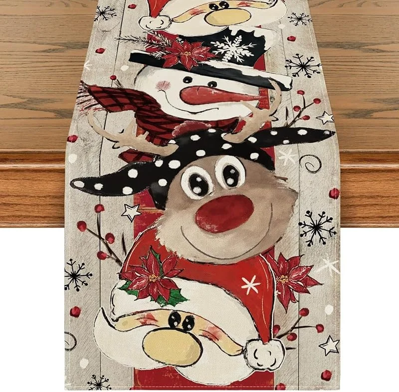QITHGYD Camino de mesa de Navidad rojo 33 x 183 cm, impermeable camino de mesa moderno, decoración navideña, decoración navideña, decoración de invierno, Navidad, cocina, decoración interior, vacaciones — Hogar y cocina