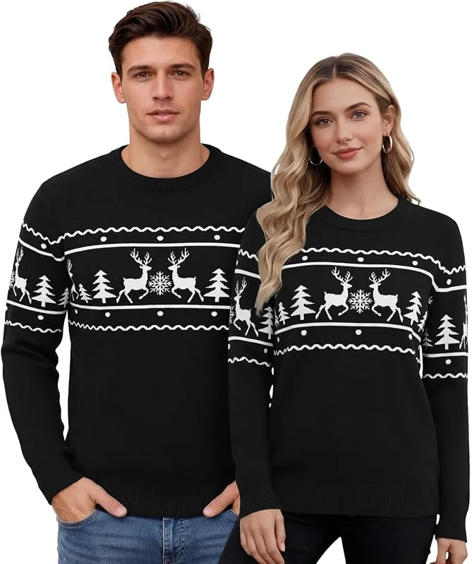 Visita la tienda de Aottori Aottori Jersey Navidad Pareja Manga Larga Cuello Redondo Holgado Festivo — Ropa Navidad