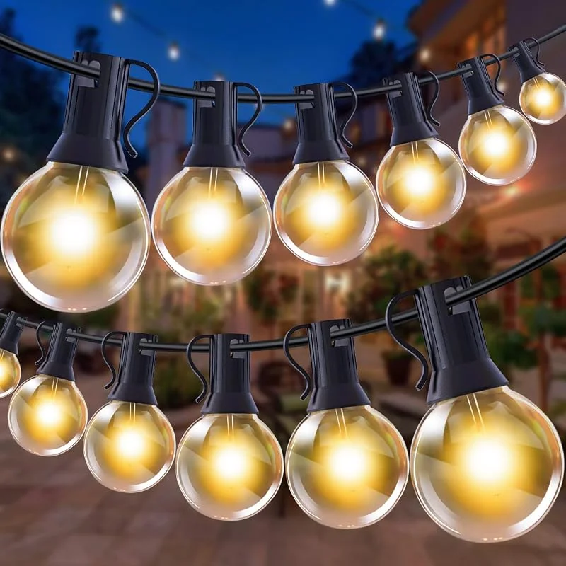 GHUSTAR Guirnalda Luces Exterior - 30M 50+2 G40 LED Bombillas Guirnaldas Luminosas de Exterior Jardín IP44 Impermeable Cadena de Luz Decorativas para Garden Patios Boda Terrace Habitación Fiestas — Luces Navidad