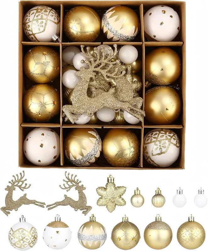 SOBEAU Bolas de Navidad Doradas y Blancas, 40 Piezas Bolas Aarbol de Navidad — Decoracion Navidad