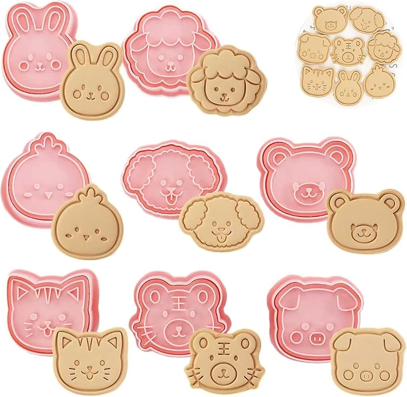 WishesMar Cortador de Galletas Kit 8 Piezas 3D Forma de Animales Moldes para Hornear Reposteria Bricolaje Pastelería Decoración Festiva — Hogar y cocina