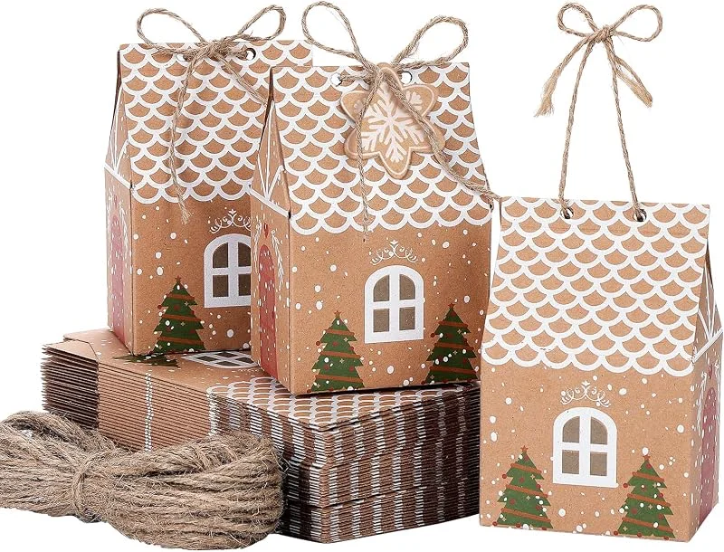 TsunNee 50 Piezas Cajas de regalo de la fiesta de Navidad de, Cajas de dulces de papel Kraft de Navidad, Bolsas de regalos de fiesta de Navidad, Cajas de papel de fiesta de Navidad — Envoltorio regalo