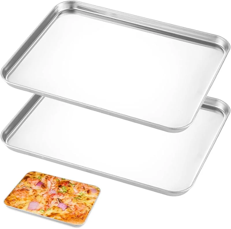 Xyvor 2 Piezas Bandeja Horno Acero Inoxidable 26, 5 X 20, 5 X 1, 2 cm — Hogar y cocina