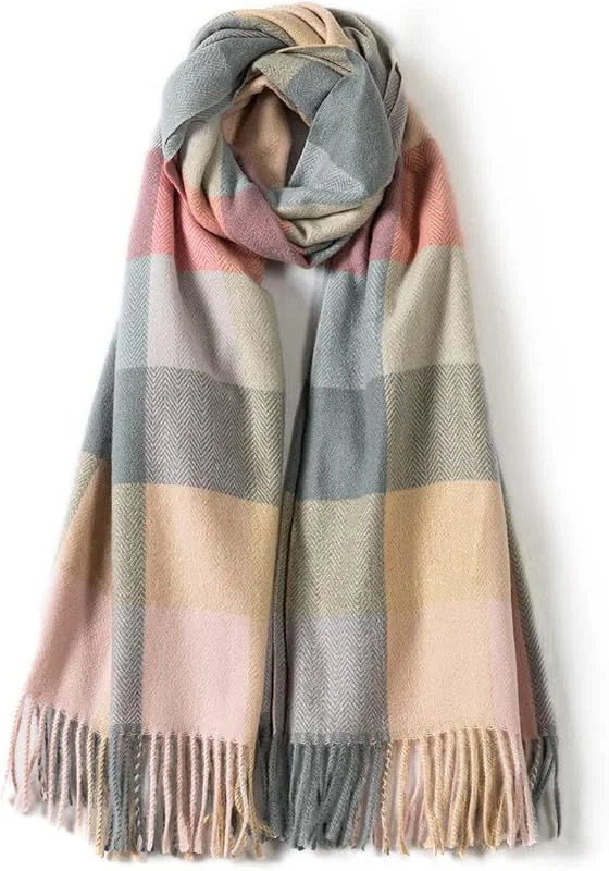 Villand Bufanda de lana para mujer - Bufandas de cuadros de invierno con tacto de cachemira para mujer con caja de regalo — Ropa Navidad