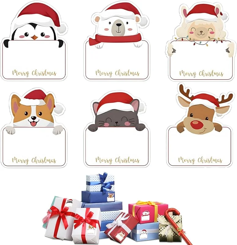 Leikedun 150 Pcs Pegatinas Navideñas Etiquetas 25 Hojas Etiquetas Adhesivas — Envoltorio regalo