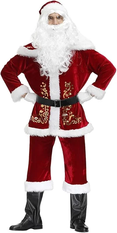 Visita la tienda de Proumhang Proumhang Disfraz de Papá Noel Disfraz de Papá Noel 9 accesorios (sin bolsa) — Ropa Navidad
