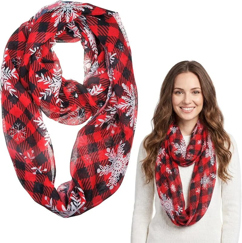 YUNHENTONG Bufanda Navideña, Navideñas Estampados Navideños Bufanda Infinita — Ropa Navidad
