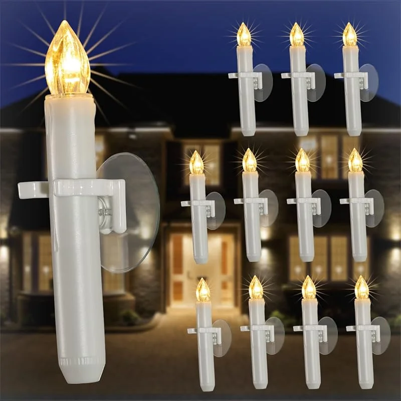 Raycare 12 velas cónicas sin llama con cabeza de cristal — Luces Navidad