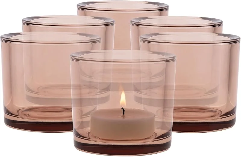 Visita la tienda de TREND FOR HOME TREND FOR HOME 6 Piezas Candelabro de Vidrio Coloreado A: 8 cm Ø 9 cm Soporte para Portavelas Vidrio Beige Nude Candelabro de Té Porta Velas Decorativas Decoración del Hogar, 250 ml, Luna — Cena a la luz de velas