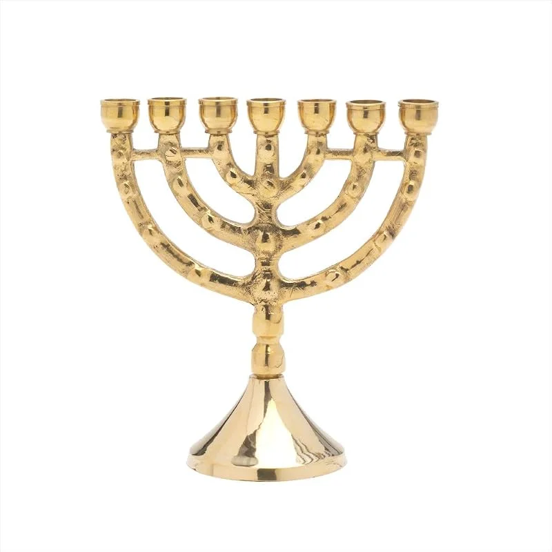 Visita la tienda de NKlaus NKlaus Menorah 11cm de Altura 7 candelabros para Velas de hasta Ø 1cm candelabro pequeño latón Color Oro 2883 — Cena a la luz de velas