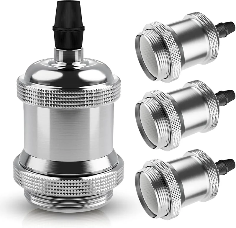 Visita la tienda de DiCUNO DiCUNO Portalámparas E27 vintage, Chrome Bases Edison retro, Pack de 4 — Cena a la luz de velas