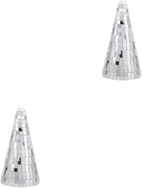 PRETYZOOM 2 Piezas Decoración Navideña de Cono de Vidrio y Espuma Plata — Decoracion Navidad