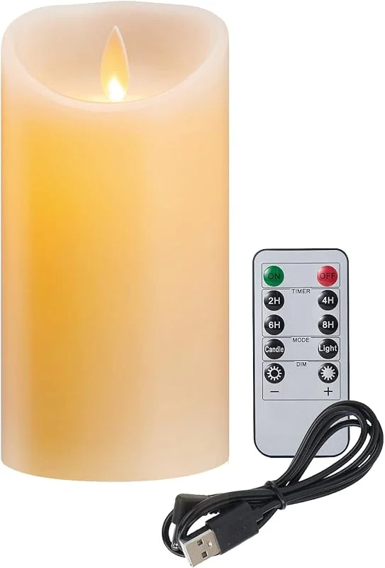 Koelaa Vela LED Recargable USB con Control Remoto, Velas sin llama, Decoración para Salón, Bodas, Halloween, Navidad - 7.5x10cm — Cena a la luz de velas