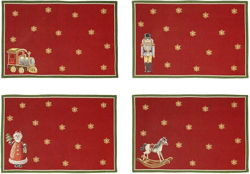 Villeroy & Boch - Toy's Delight Set de Aniversario salvamanteles Tapiz 4 Unidades Colorido, Navidad, Mantel Individual para 4 Personas, decoración de Mesa, decoración navideña, algodón, poliéster — Hogar y cocina