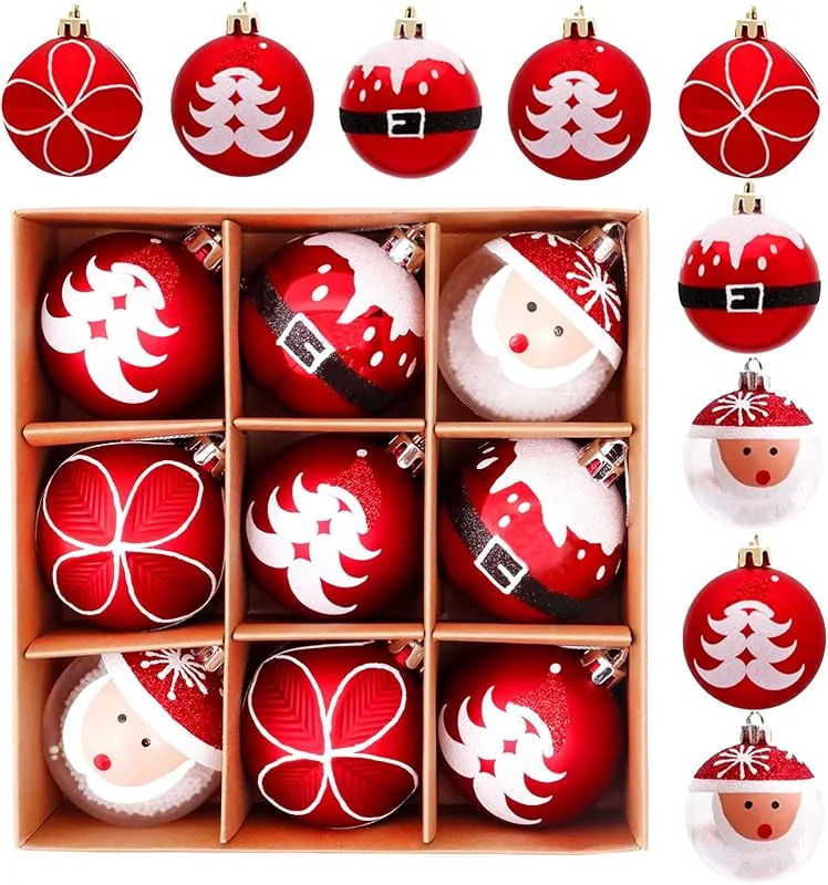 Visita la tienda de QKURT 9 Piezas de Bolas de Navidad, 6cm inastillable Colgante Bola de Navidad, Bolas de Navidad Colgantes Adornos para Árbol de Navidad, Decoración para el Árbol de Navidad para Fiestas de Navidad, Bodas — Decoracion Navidad