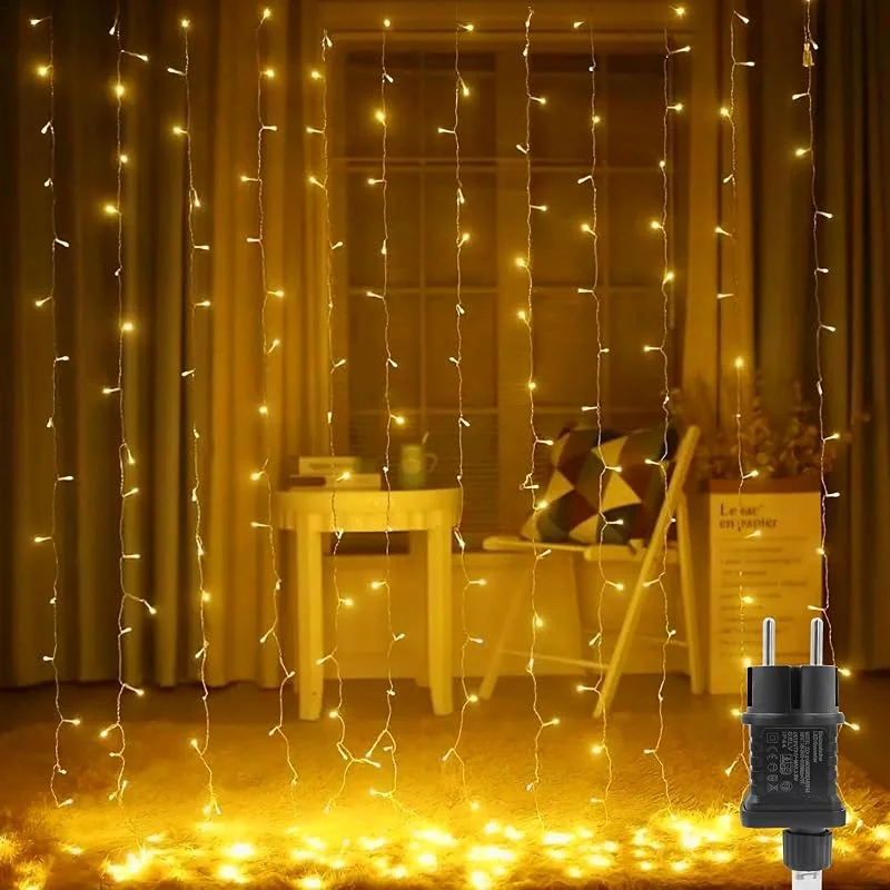 MUSUNIA Luces de hadas 3×2m 200 luces LED para cortinas 8 modos de luces LED — Luces Navidad