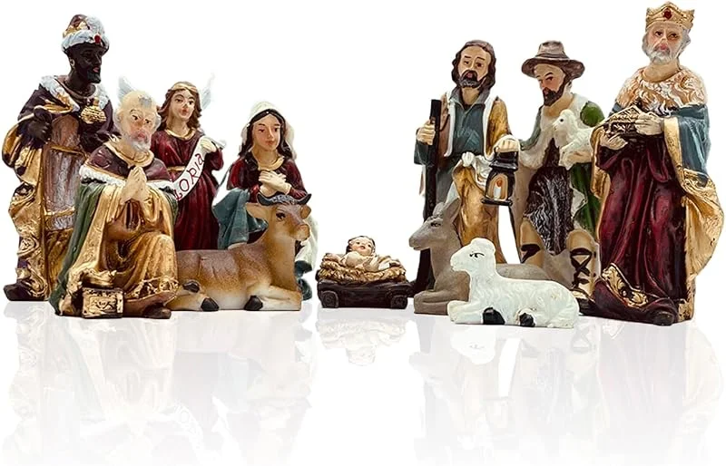 Gesar art in progress Gesar Belén completo de 11 piezas – Personajes Belén de 9 cm, figuras de Belén de resina pintada a mano – Natividad tradicional, decoración navideña e idea de regalo — Decoracion Navidad