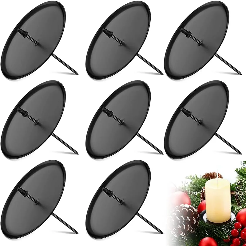 Nuenen 8 Portavelas Corona de Adviento Metal, 6 cm Plato Portavelas, Negro — Adviento y mesa