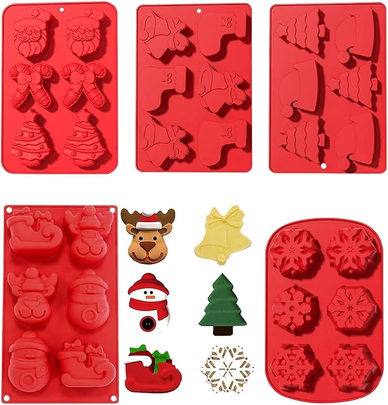 ZOOMPIL Navidad Moldes de Silicona para Hornear, Moldes para Pasteles Navideños, Molde de Silicona Navidad para Tartas, Magdalenas, Cupcakes, chocolate, pudín, Hielo, Jello y más — Hogar y cocina