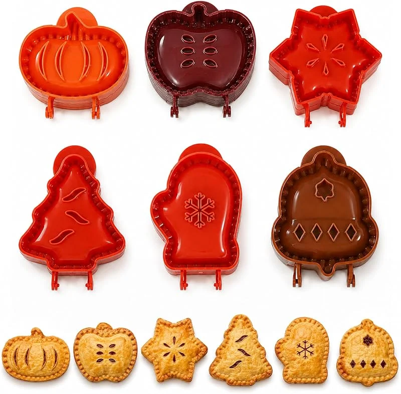 Ourdort Molde para mini tartas navideñas, 6 piezas moldes para galletas, pie maker — Hogar y cocina
