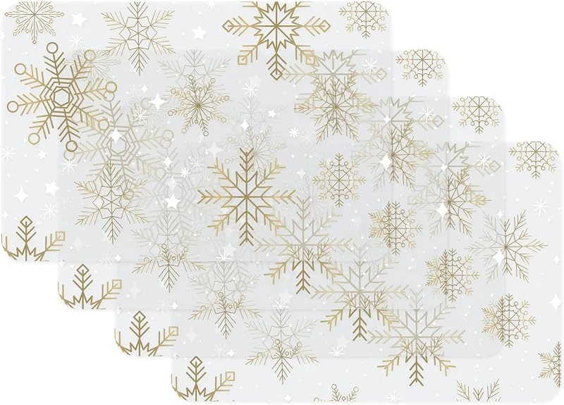 Venilia - Juego de 4 manteles Individuales para Comedor, salvamantes, decoración de Mesa, de Navidad, Mantel Individual, fácil de Limpiar, Apto para Alimentos, 45 x 30 cm, Color Dorado — Hogar y cocina