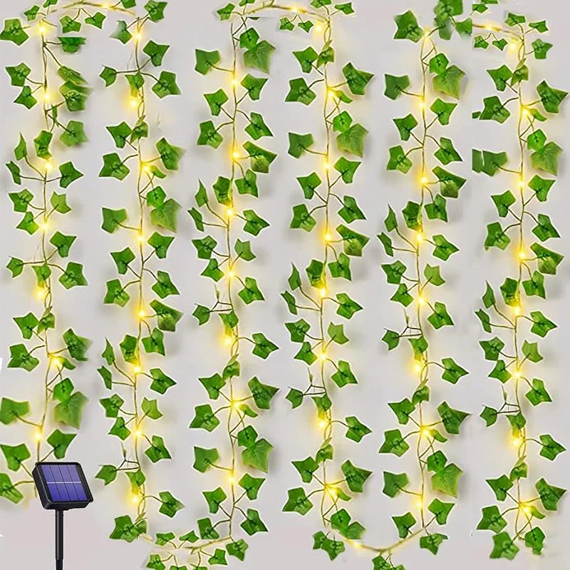 Joysing Guirnalda Luces Exterior Solar 10M 100 LED Luces de Hiedra Artificial — Luces Navidad