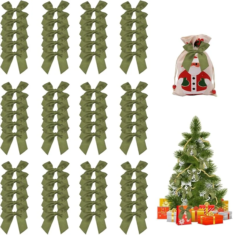 ZHERIKAH 60 Piezas Lazos Arbol Navidad, 7 * 7CM Lazo Regalo, Lazos para Regalo, para Navidad, Decoración de Bodas, Fabricación de Tarjetas, Adornos de Costura, Embalaje de Regalo, Verde — Envoltorio regalo