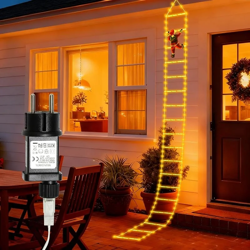 Dixmas 3M Guirnalda Luces de Navidad con 228 LED Escalera con Papá Noel, 8 modos de luz, Temporizador, Decoración Interior Exterior Balcón, Casa, Árbol — Luces Navidad