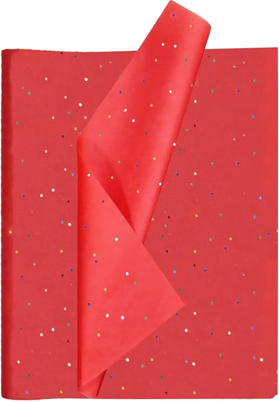 Jwssor Papel de seda rojo brillante con purpurina, 20 hojas para Navidad, bolsas de regalo y regalos de envoltura — Envoltorio regalo